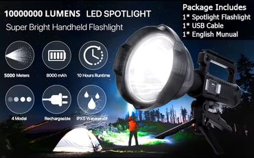 Lov i ribolov: Punjiva baterijska lampa sa postoljem i LED reflektorom Punjiva — 8