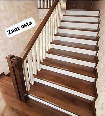 taxta usta: Taxta pilləkənlərin hazırlanması. Pilləkənlər tam qurudulmuş müxtəlif — 10