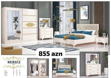Yataq otağı dəstləri: İkinəfərlik çarpayı, Dolab, Termo, 2 tumba, Azərbaycan, Yeni — 4