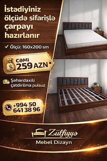 mebel az: İkinəfərlik, Bazasız, Pulsuz matras, Siyirməsiz, Taxta — 1