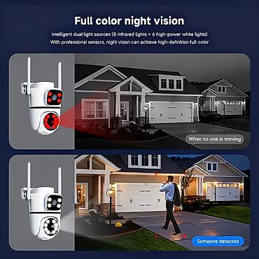 teruhal camera: 2.4G WiFi Ağıllı Xarici Təhlükəsizlik Kamerası – İkili Linza, Rəngli — 2