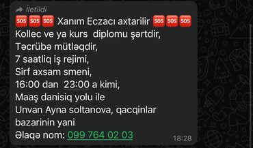 ozel xestexanalarda is elanlari: Is elani
