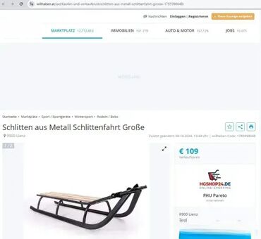 Ostali zimski sportovi: *** AKCIJA *** #2292 Kvalitetne Metalne Sanke 110cm; Dimenzije: L 110 — 5