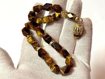 qizil tesbeh: Təsbeh – Təbii Pişik gözü (Tiger’s Eye) daşından - Material: faset — 4
