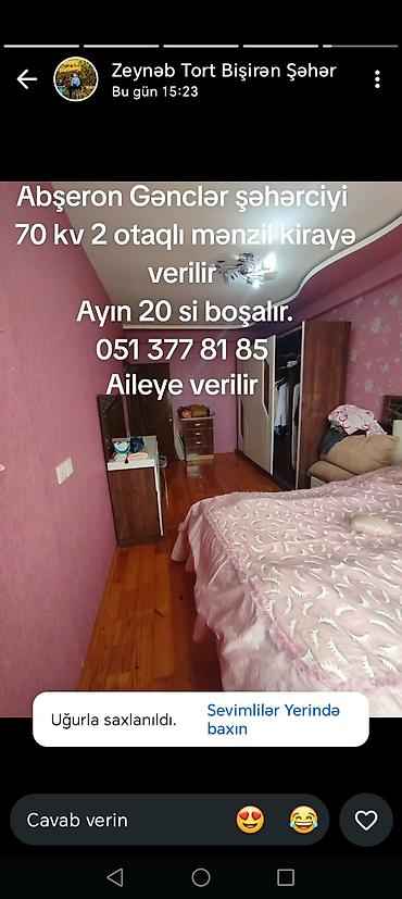qubada kiraye evler 2020: Abşeron, Gənclər şəhərciyində 70 kv.m sahəsi olan 2 otaqlı mənzil — 3