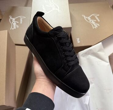 замшевые туфли вечерние: Мужские ботинки, 40.5, Christian Louboutin, Новый, цвет - Черный, Бесплатная доставка
