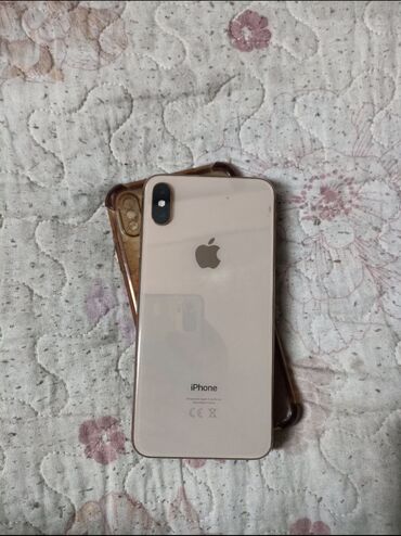 Apple iPhone: IPhone Xs Max, Б/у, 64 ГБ, Золотой, Зарядное устройство, Чехол, Кабель, 78 %