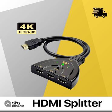 adaptor: Hdmı splitter kabel 1 to 3 3x1 HDMI Manual Pigtail Switch düyməni