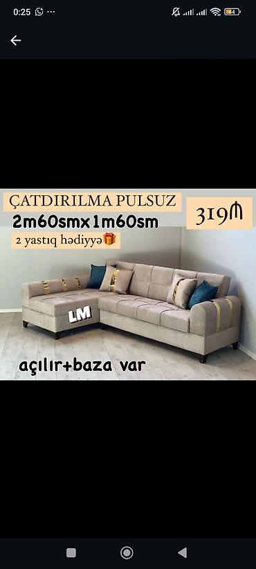Divanlar: Məhsul: L formalı açılan künc divan Ölçü: 2 m 60 sm x 1 m 60 sm — 1