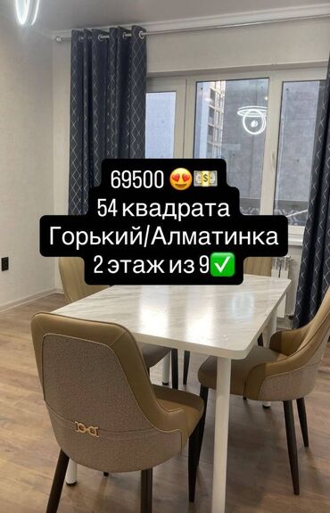 кыартира аренда: 1 бөлмө, 53 кв. м, 106-серия жакшыртылган, 2 кабат, Евроремонт