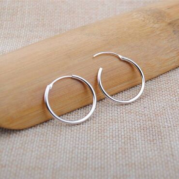 серьги серебрянные: Серьги колечки, маленькие для уха, диаметр 8 мм - 2 штуки