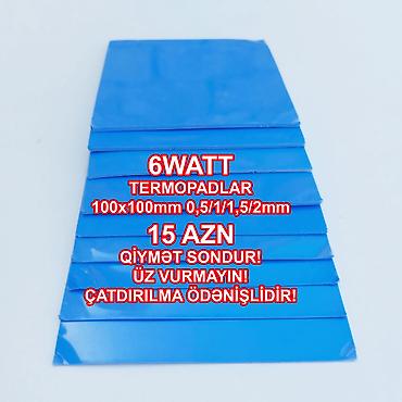 Termopasta: 6Watt Termopadlar – 6 WATT 100x100mm 0,5/1/1,5/2mm qalınlıq – 15 AZN — 1