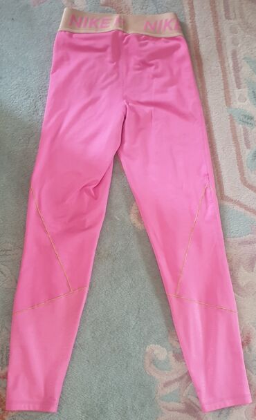 Helanke, biciklistički šortsevi: NIKE pro dri fit original helanke roze boje sa zlatnom debelom gumom — 6