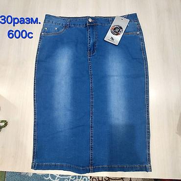 Юбки: Юбка, Модель юбки: Прямая, Миди, Джинс — 3