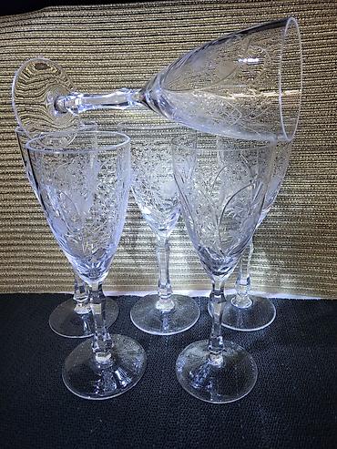 murano staklo: Lux kristal case za vino iz 60ih god,rucni rad Peill i Putzler — 2