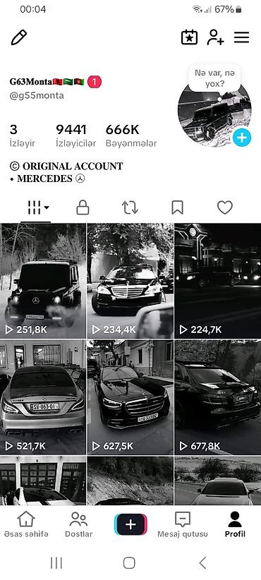 Mercedes-Benz: TikTok avtomobil mövzulu səhifə satılır – “G63Monta” (@g55monta) — 2