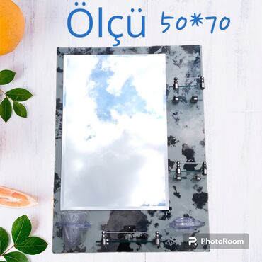 Güzgülər: Güzgü Divar üçün, Kvadrat, Hamam üçün, Naxışlı — 23