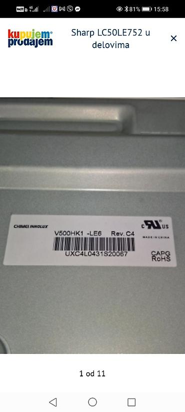 Televizori: Sharp LC50LE752 – delovi Dostupni originalni delovi sa modela: - Main — 2