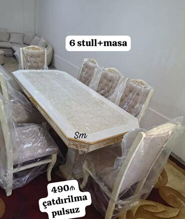 Masa və oturacaq dəstləri: Qonaq otağı üçün, Yeni, 6 stul — 6