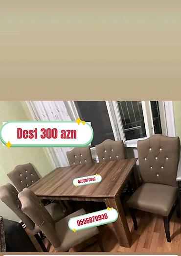 bag stullari: Qonaq otağı üçün, Yeni, Açılmayan, Dördbucaq masa, 6 stul — 4