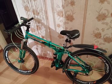masin ucun velosiped tutacagi: Dağ tipli velosiped – yaşıl rəng, 26” təkərlər, qatlanan çərçivə (KS5
