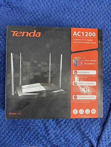 fiber optic modem: Tenda AC1200 VDSL/ADSL Modem Router (Model: V12) - Dualband Wi‑Fi — 1