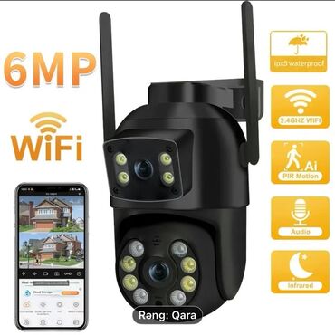 Videomüşahidə: Bu, 6 meqapiksellik, qara rəngdə, ikili lensli Wi-Fi təhlükəsizlik