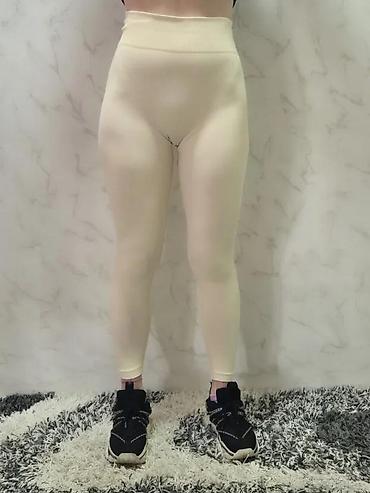 Helanke, biciklistički šortsevi: Ženske bež helanke sa visokim strukom - Visok, širok pojas za dodatnu — 1