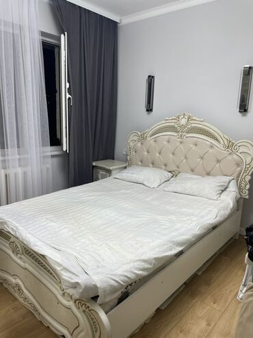 сервиз мадонна оригинал: Уктоочу бөлмө гарнитуру, Колдонулган, Эки кишилик керебет, Шкаф, Трюмо, Өзү алып кетүү, түсү - Саргыч боз