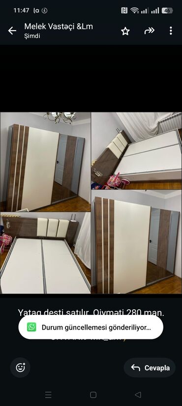 Mətbəx mebeli: Yataq desti satılır. Qiyməti 280 man. Çarpayı bazalıdır.Matras yoxdur
