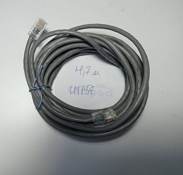 сетевой кабель для интернета: Кабель комнатный, UTP Cat 5E, RJ45, обжат с двух сторон, серый, 4.7