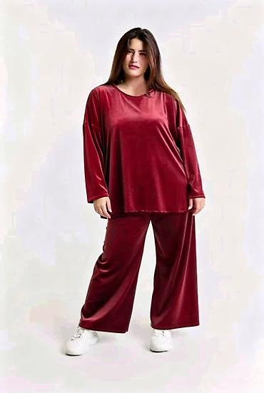 Kompleti: Dvoslojni ženski komplet od somota (velur) 2XL 3XL 4XL - Set uključuje — 3