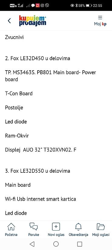 Aksesoari za TV i video: Fox 32DTV230E, Fox LE32D450 i Fox LE32D550 – delovi za televizore 32" — 1