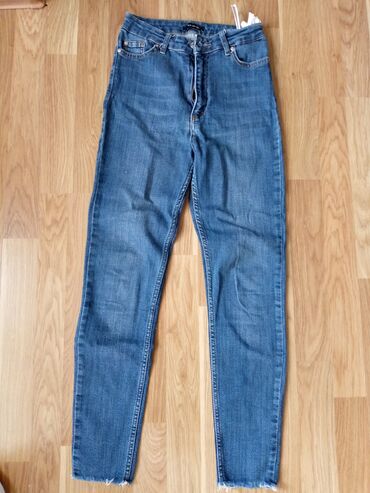 женские джинсы с высокой талией: Джинсы S (EU 36), цвет - Синий