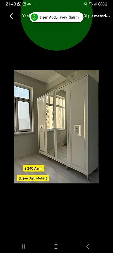 dolab ucuz: Yeni, 4 qapılı, Güzgülü, Ağ, Açılan, Düz dolab — 1