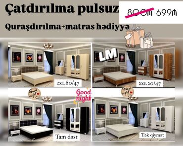Masalar və oturacaqlar: *Yataq dəsti* *Sifarişlə və yeni* Qiymət : *699₼* Dəstə daxildir