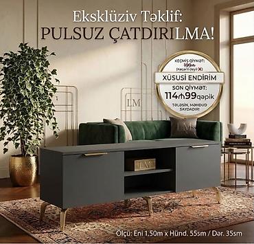 TV altlığı: Məhsul: TV stendi / aşağı konsol - Rəng: tünd boz (mat effekt) - — 1