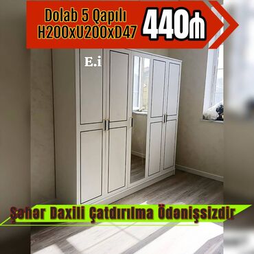 Çarpayılar: Qarderob, paltar dolabı, Yeni, 5 qapı, Açılan, Düz dolab, Azərbaycan