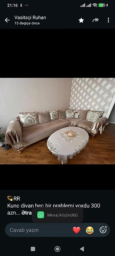 💫RR
Kunc divan hec bir prablemi yoxdu 300 azn 
Unvan Masazir