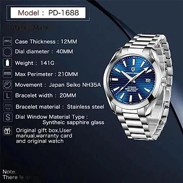 Ručni satovi: PAGANI DESIGN PD-1688-40mm-Zelena-OmegaSeamaster Homage Potpuno nov — 7