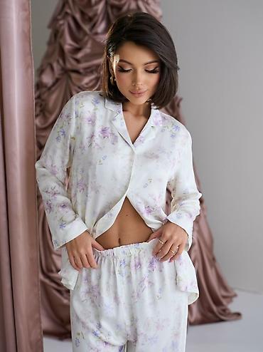 half zip: Нежная и красивая женская пижама из натуральной ткани — 3