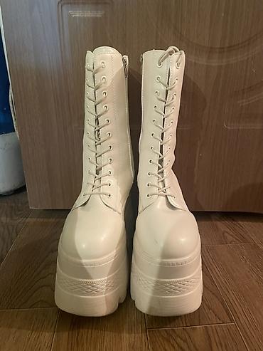 nike dunk: Женские высокие ботинки WANGYI в светлом молочном/кремовом оттенке — 5