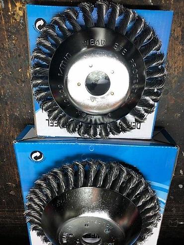 haina electric tools: Čelična pletena četka za brusilicu (okrugla “cup”/tanjirasta četka) - — 2