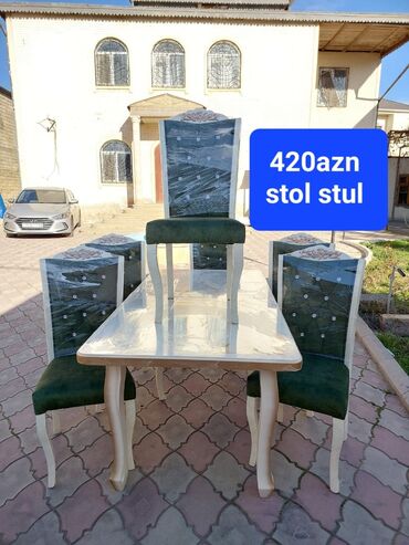 açılan stollar: Qonaq otağı üçün, Yeni, Açılan, Dördbucaq masa, 6 stul, Azərbaycan