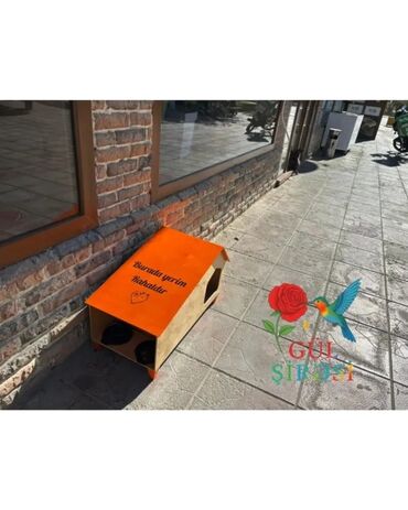 Yuvalar: Taxta pişik evi – “Burada yerim rahatdır” yazılı - Material — 23