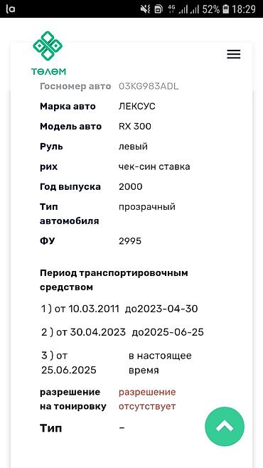 Lexus: Lexus RX: 2001 г., 3 л, Автомат, Бензин, Кроссовер — 22