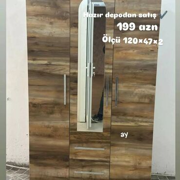 Dolablar: Yeni, Açılan, 3 qapılı Düz dolab, Qarderob, paltar dolabı, Azərbaycan — 2