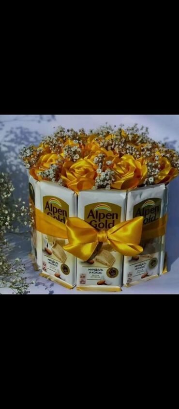 купить подарок мужчине: Alpen Gold şokoladlarından hazırlanmış hədiyyə kompozisiyası -