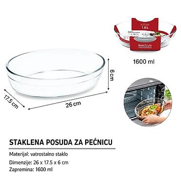 KMT Ovalni staklena pleh za pečenje 5412108 Vatrostalna ovalna