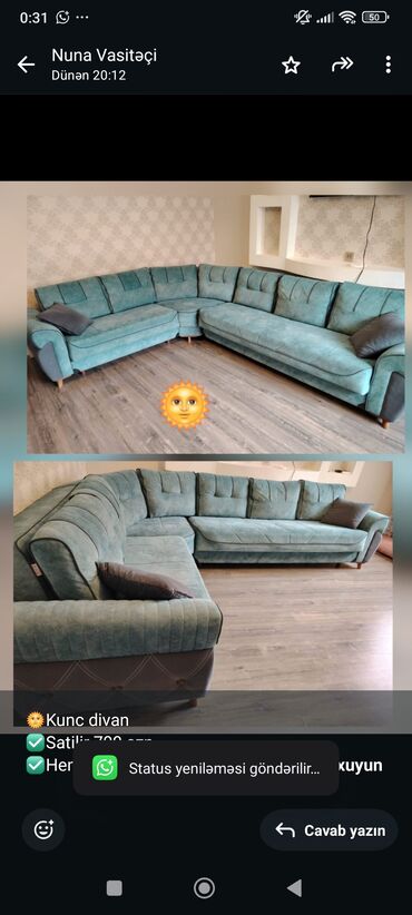 Ev üçün digər mebel: Künc divan, İşlənmiş, Açılan, Bazalı, Çatdırılma yoxdur